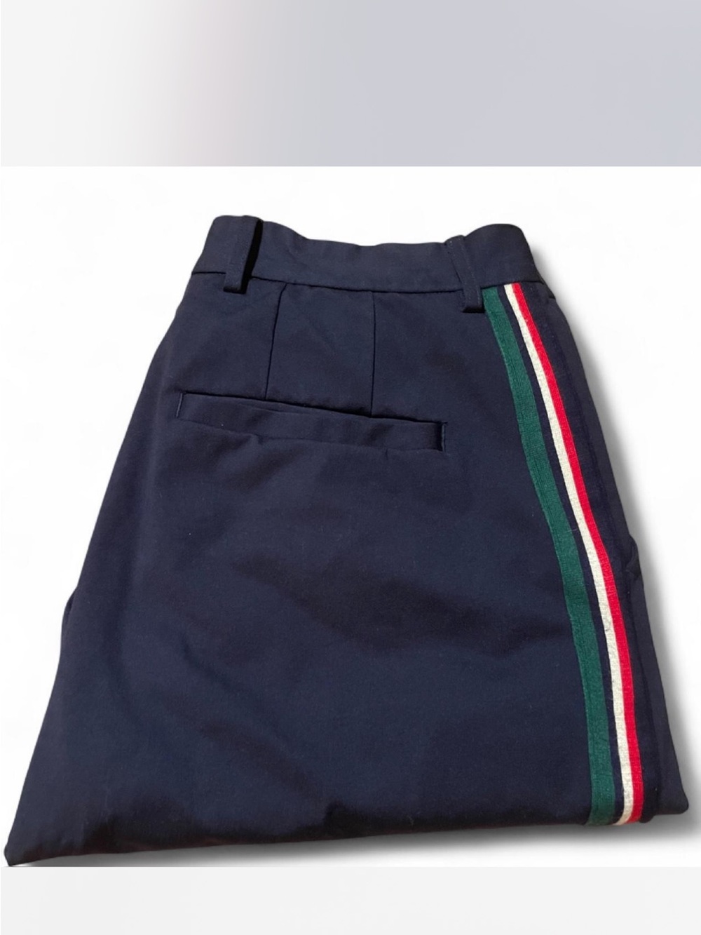 Zara Man Side Stripe Chino Trousers Men's XL Navy Blue Red Green Web Tape